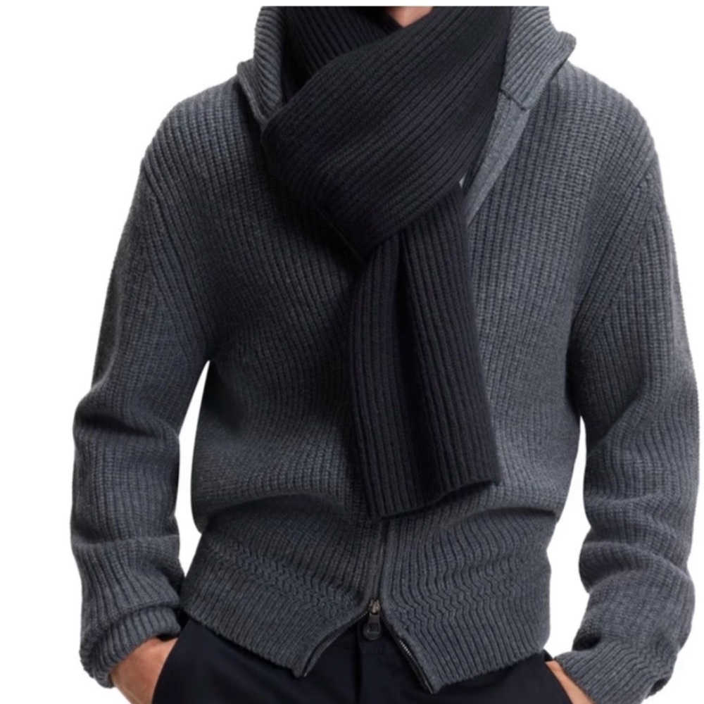 Men's Navy Knit Scarf by Boss x David Beckham